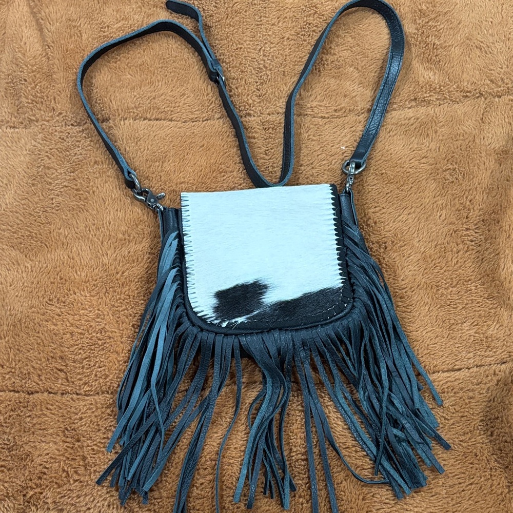 Montana West Black and White Fringe Crossbody Bag